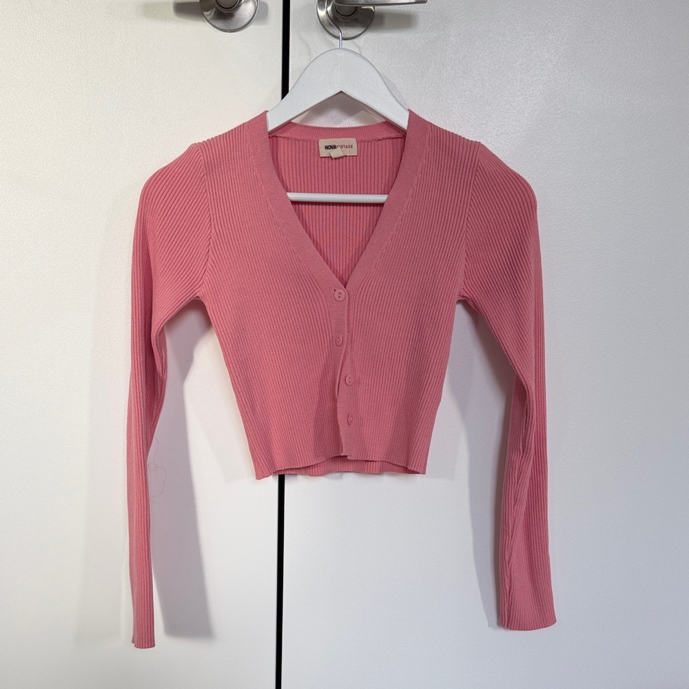 Fashion Nova Pink Ribbed Cardigan